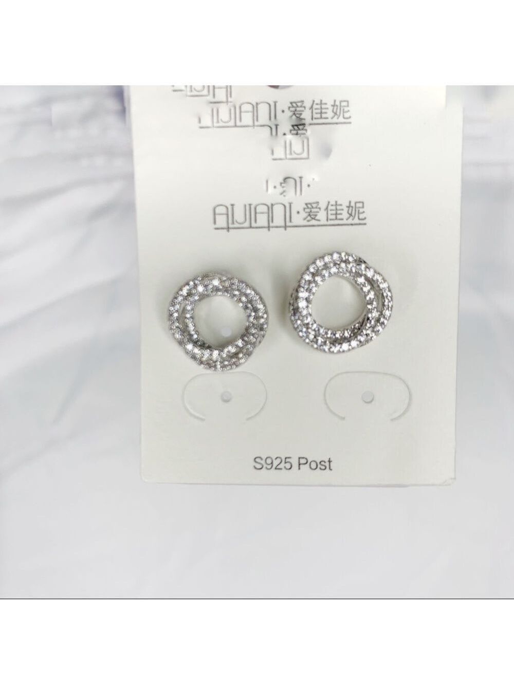 𝅺new STOCK-Pave Zircon Rose shape Silver Earrings